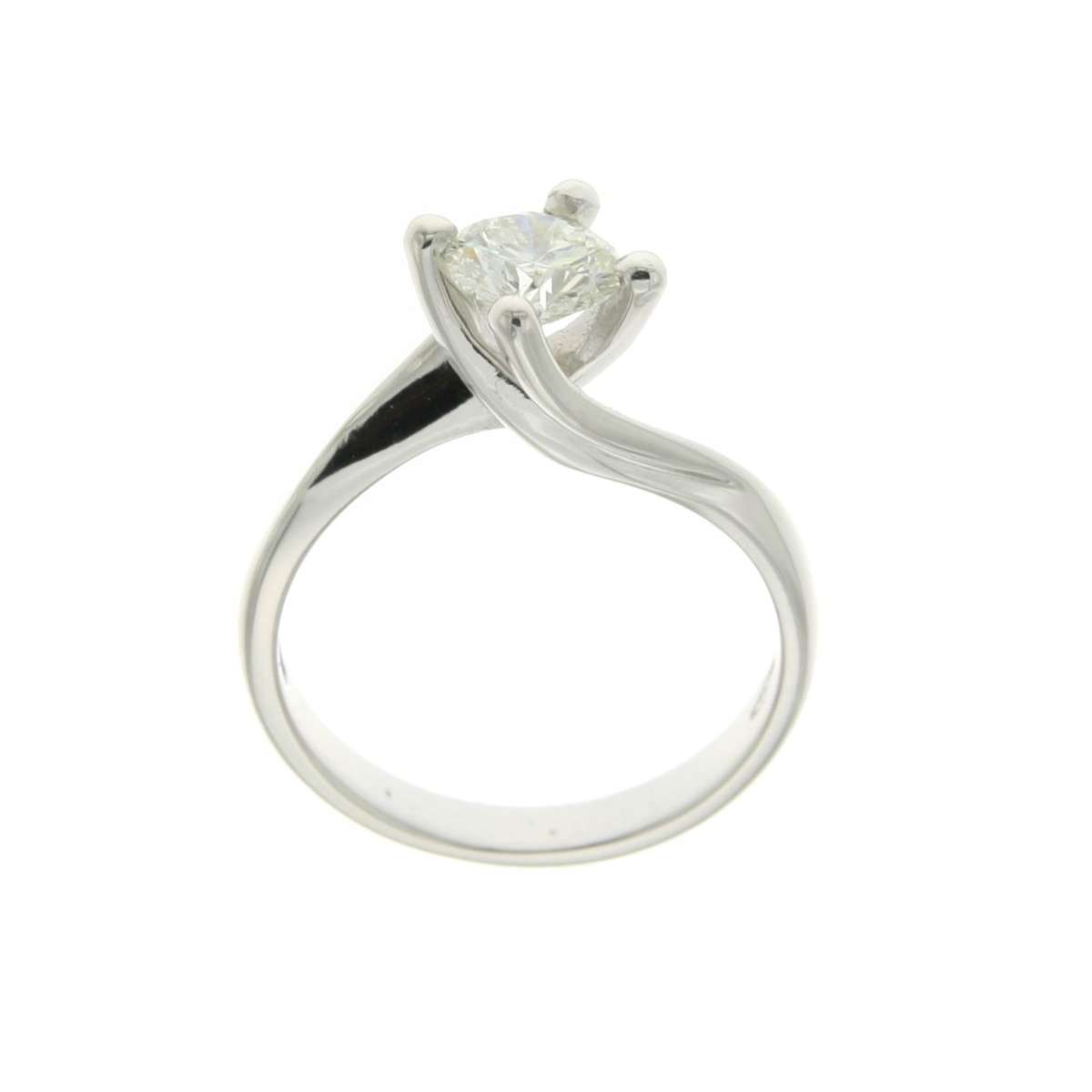 Solitario oro bianco 4 griffe diamante crtificato HRD Antwerp